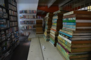The store's second floor houses thousands of books.